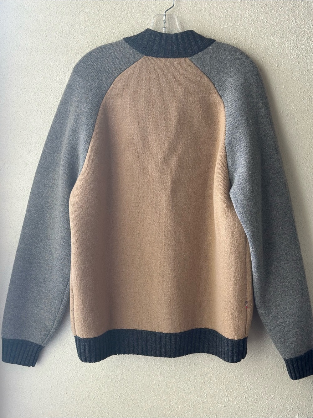 Lacoste L!VE Wool Varsity Men’s Cardigan Jacket - Tan & Gray - Picture 2 of 9